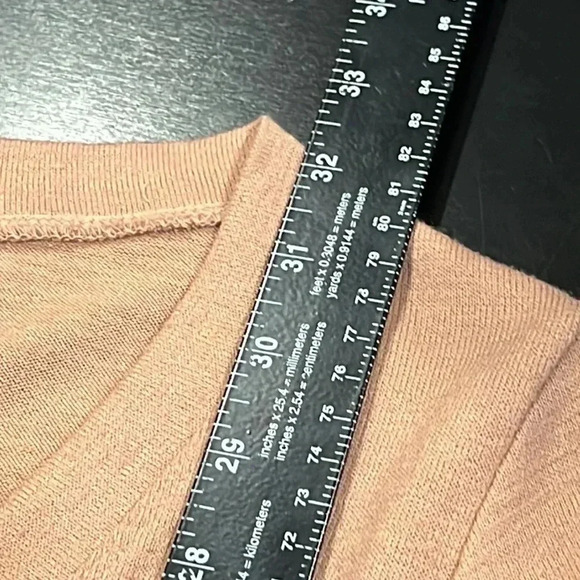 🍀2/$22 ARTIZIA WILFRED FREE Dress Mini V neck Minimalist Tan Knit Womens Small - Picture 8 of 10